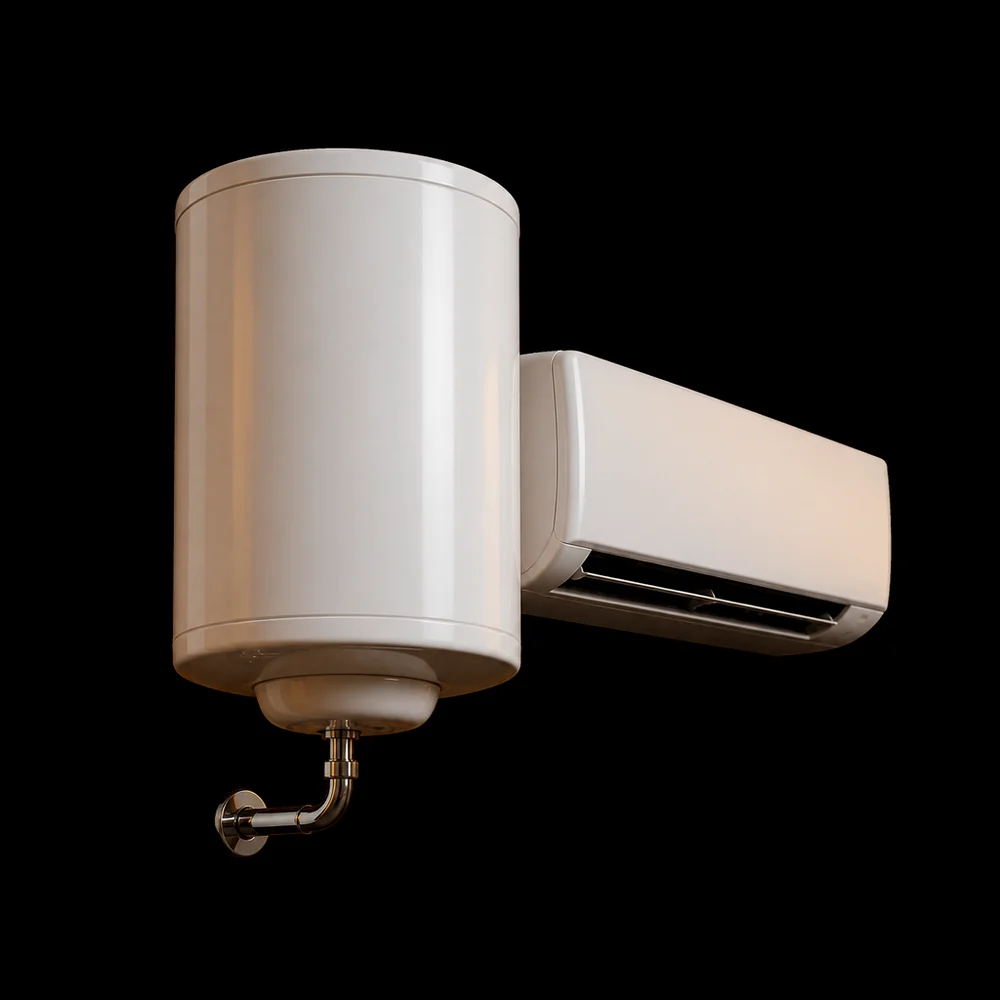 A domestic water heater and a split air-conditioner indoor unit